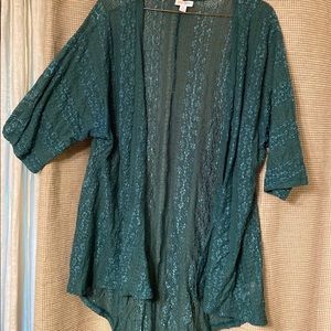 LuLaRoe Green Lace Cardigan Size S